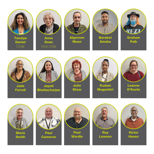 A poster showing the photographs and names of the members of the Housing Assurance Board